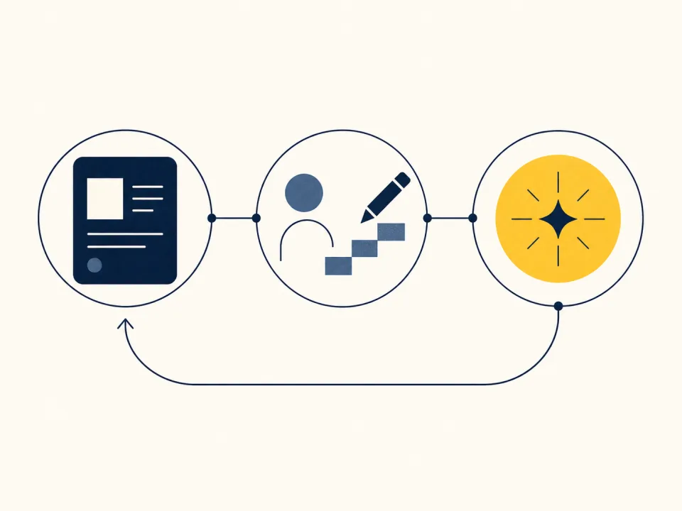 Content, practice and adoption connected by a feedback loop.